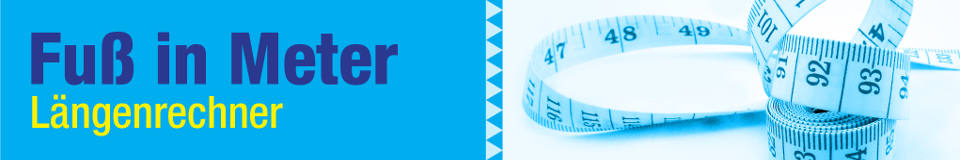 Feet to Metres site header with title and tape measure image